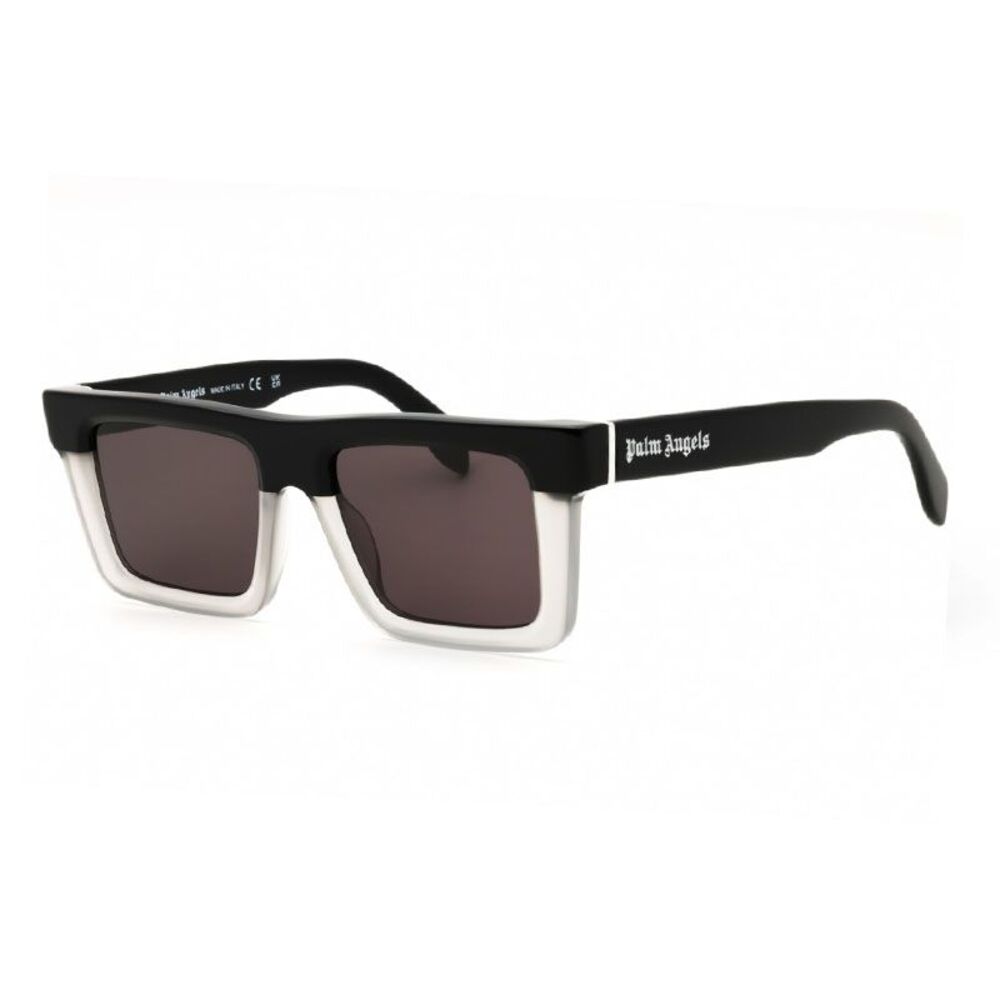 Palm Angels Sunglasses Square Full Rim, Black Grey Frame and Dark Grey Lens